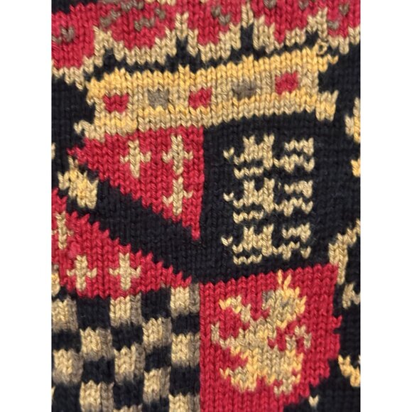 Chaps Mens XL Black Sweater Regal Lion Crest Embroidery 100% Cotton Coat of Arms - Picture 3 of 5